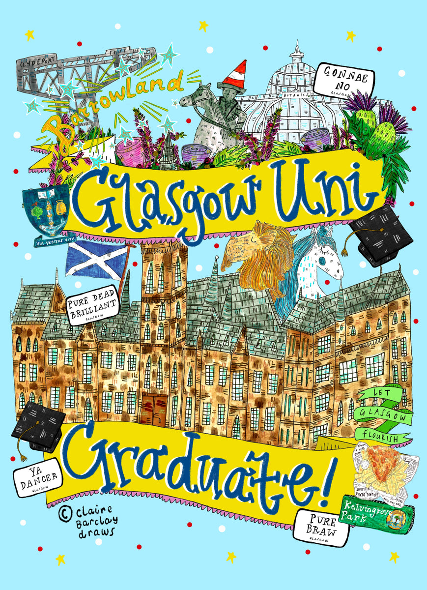 Glasgow Uni Graduate! Greetings Card Claire Barclay Draws