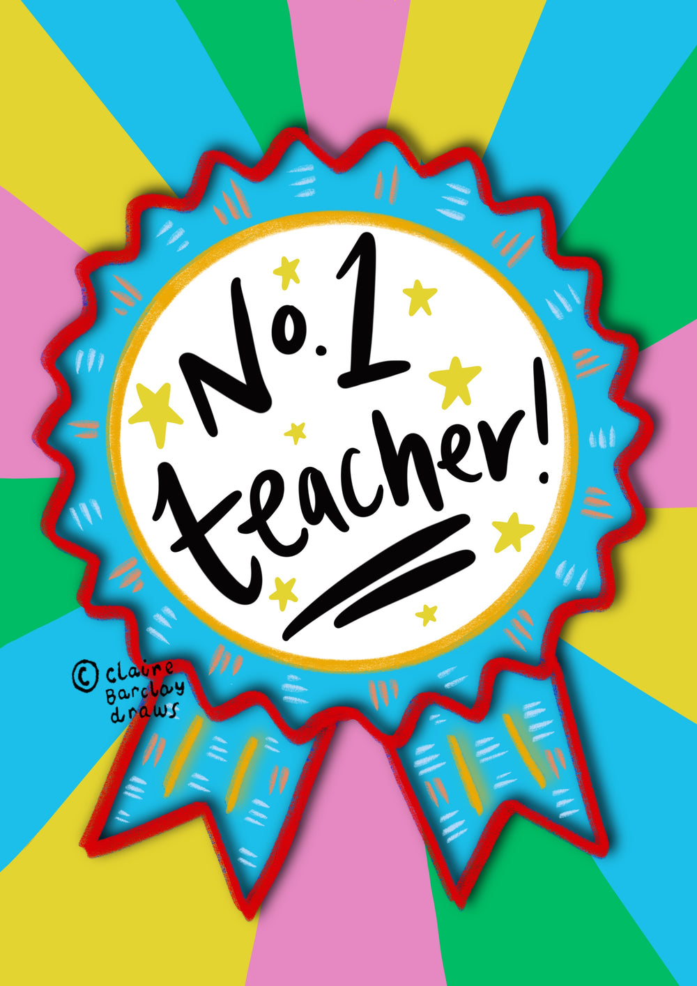 No.1 Teacher! Greetings Card