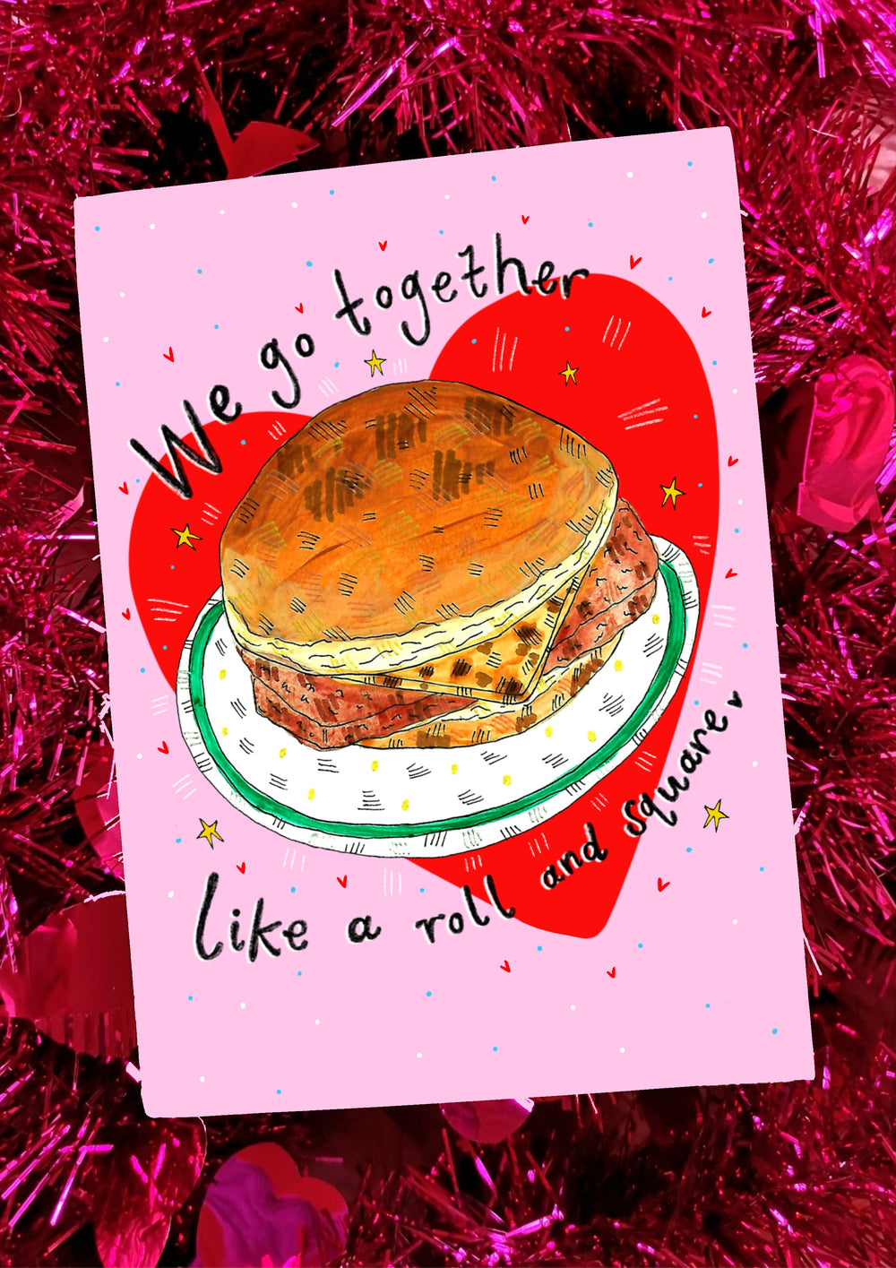 We go together like a roll and square! Greetings Card