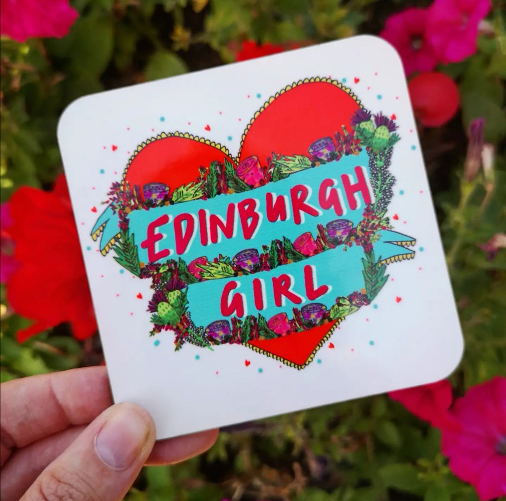 Edinburgh Girl Heart Coaster