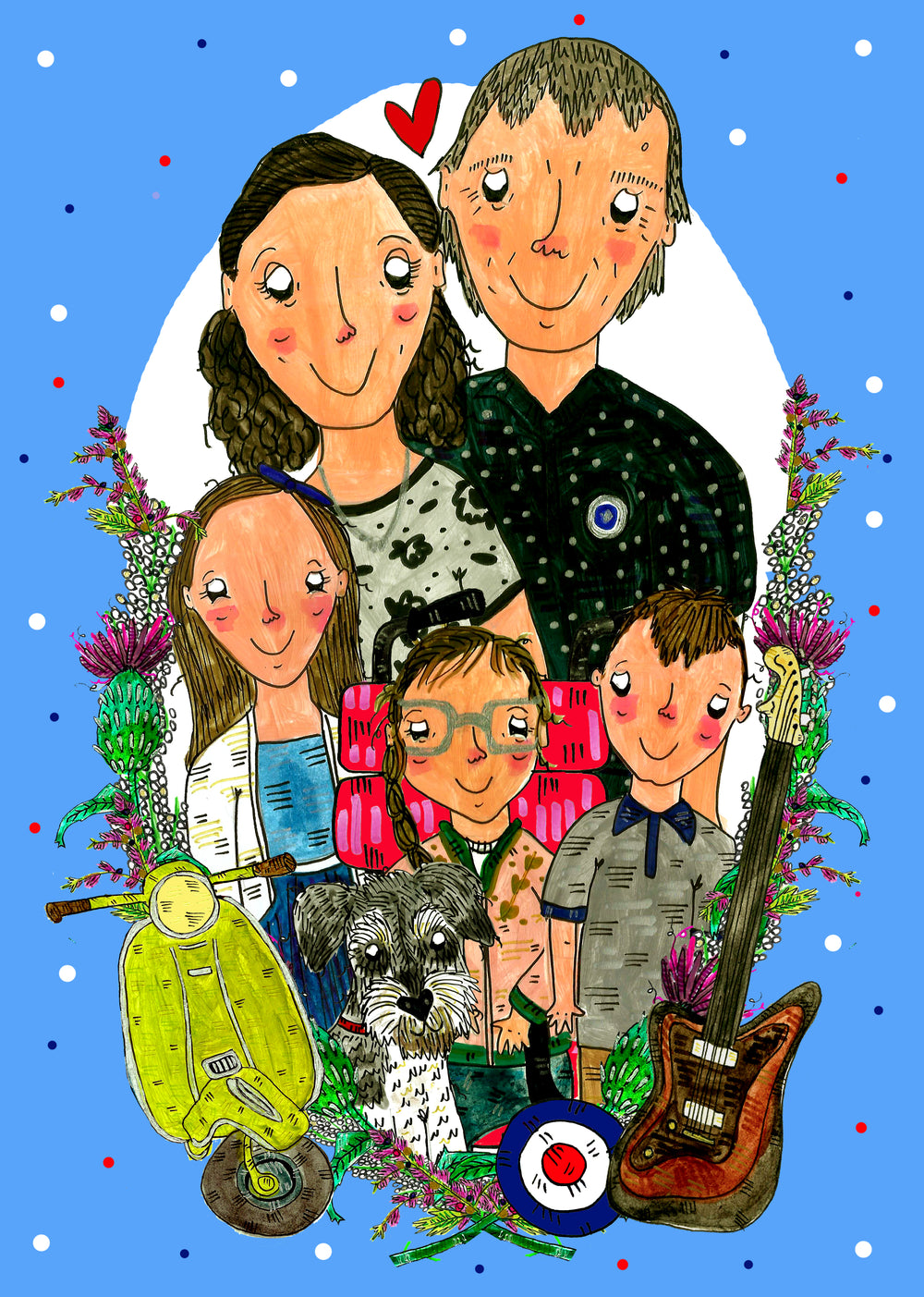 Custom Drawn Family Portrait