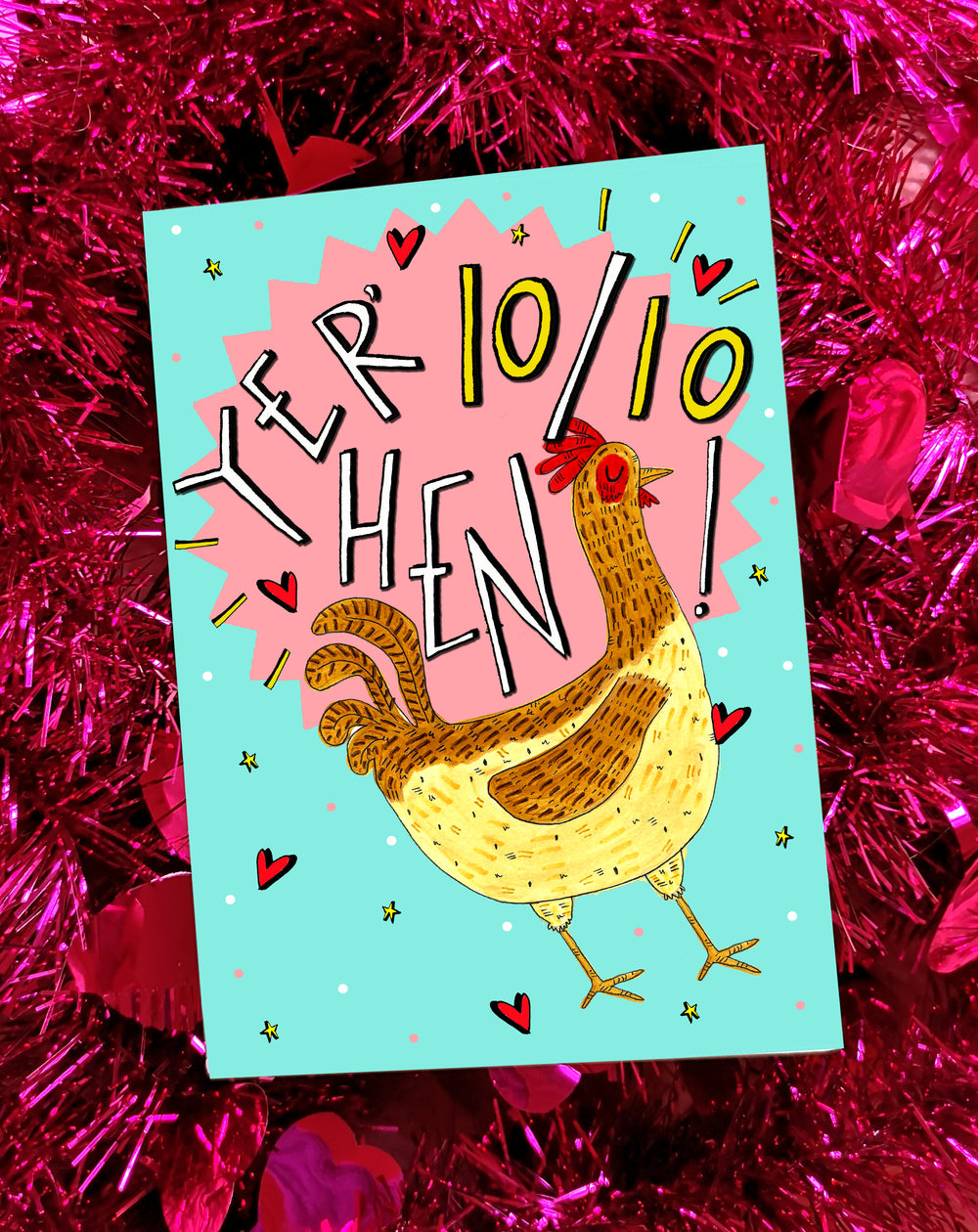 Yer' 10/10 Hen! Greetings Card