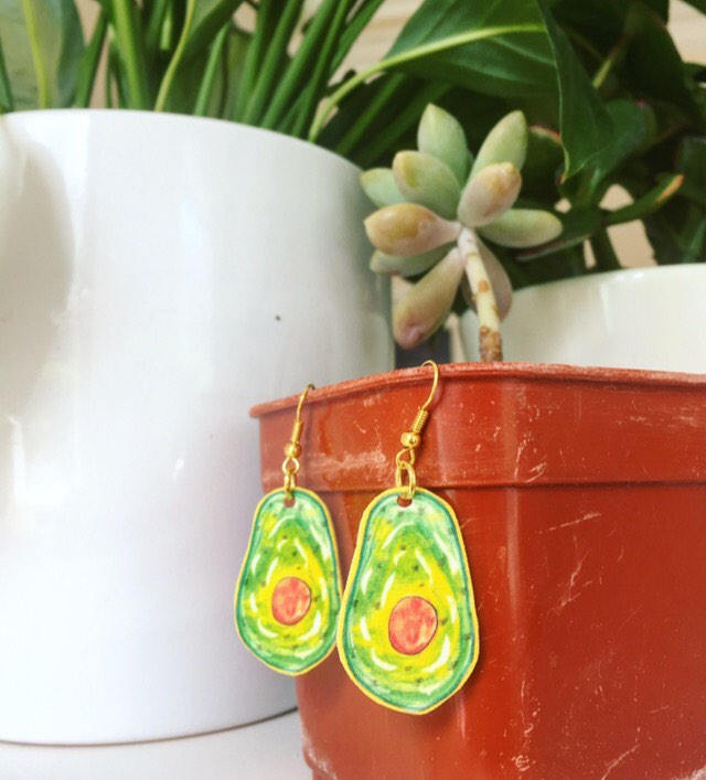 Avocado Illustrated Earrings