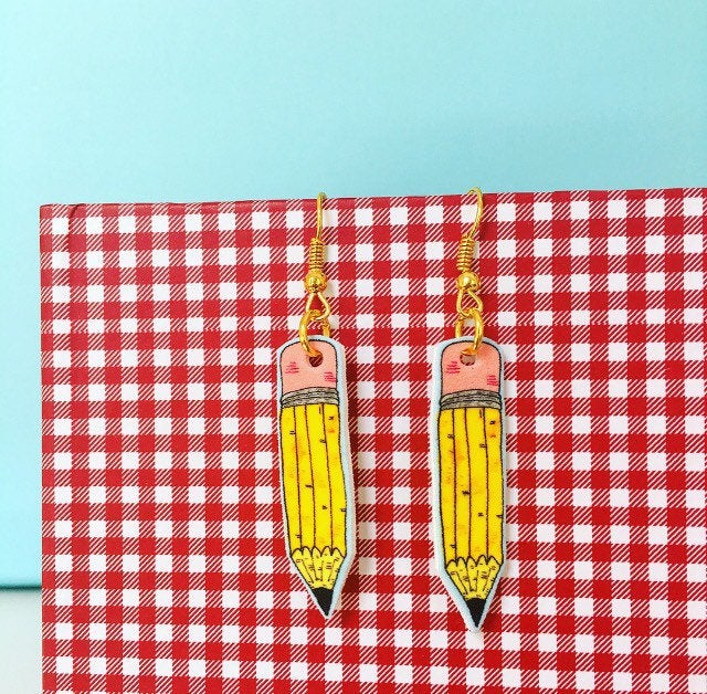 Pencil Illustrated Earrings