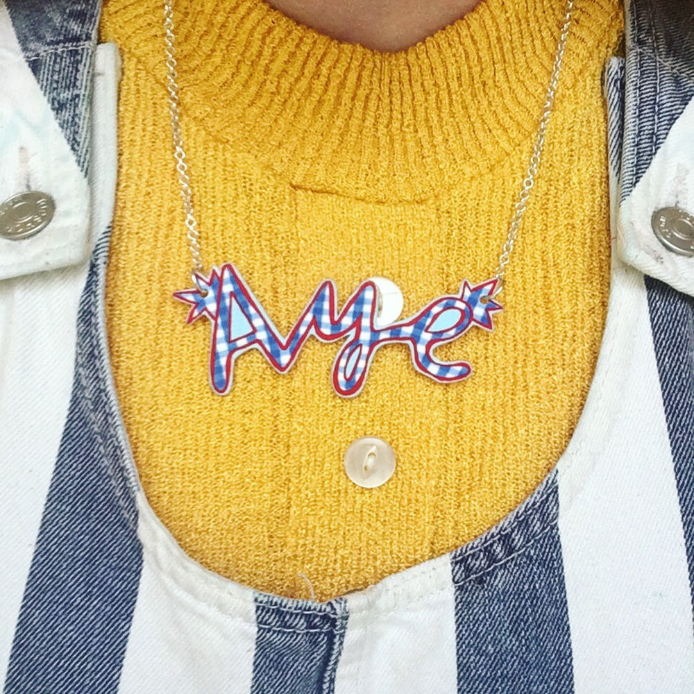 AYE illustrated necklace, Scottish Slang Necklace