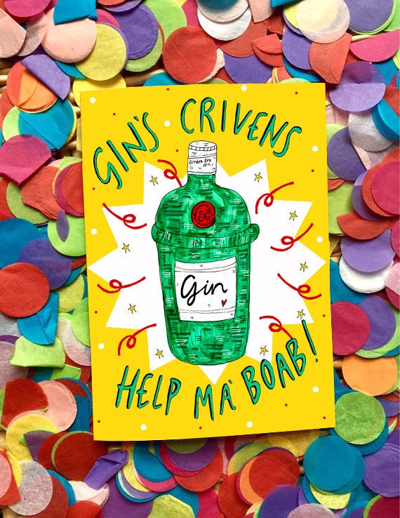 Gins Crivens Help Ma Boab Greetings Card