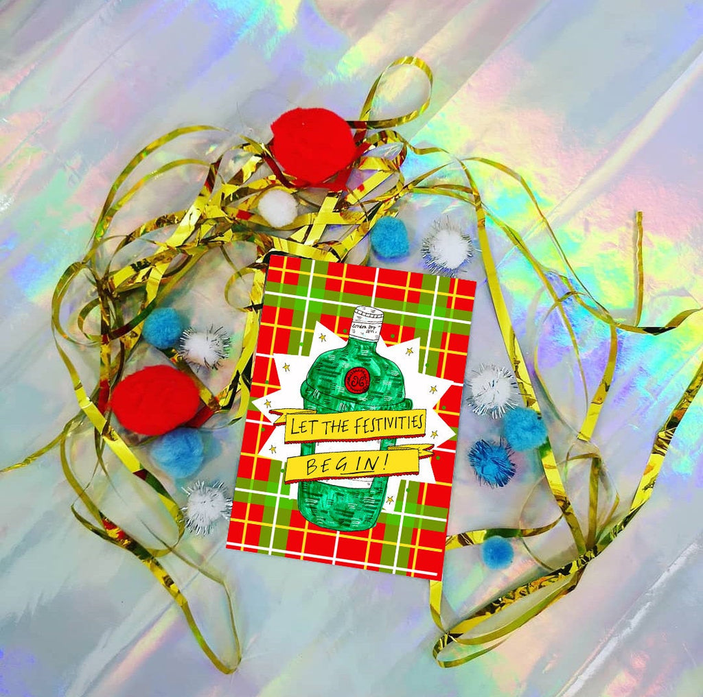 Let the Festivities BeGIN! Xmas Card, Gin Lover Christmas Card
