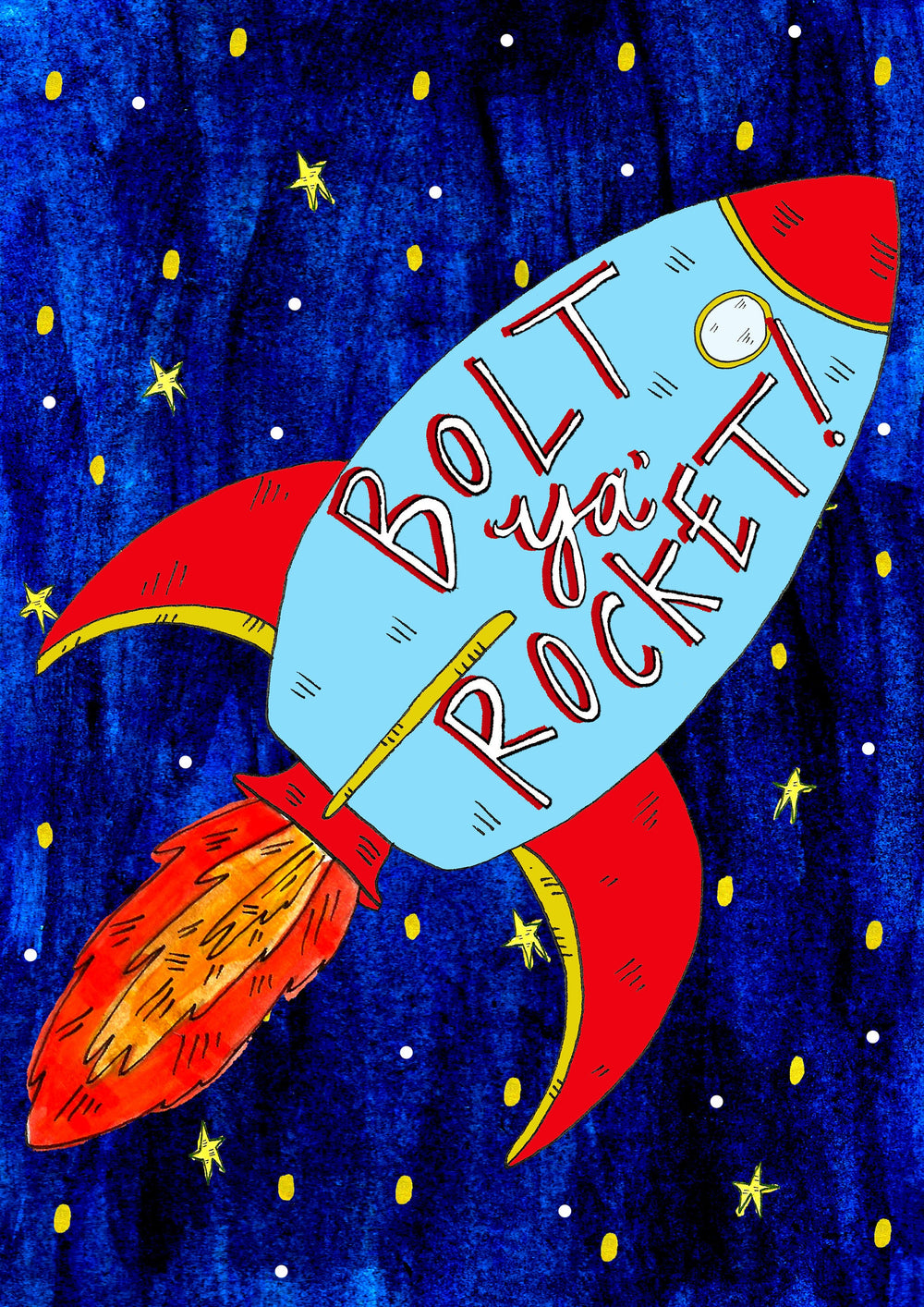 BOLT YA ROCKET! Greetings Card