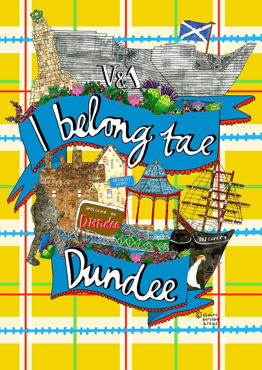 I Belong Tae DUNDEE Art Print, Dundee landmarks Illustration