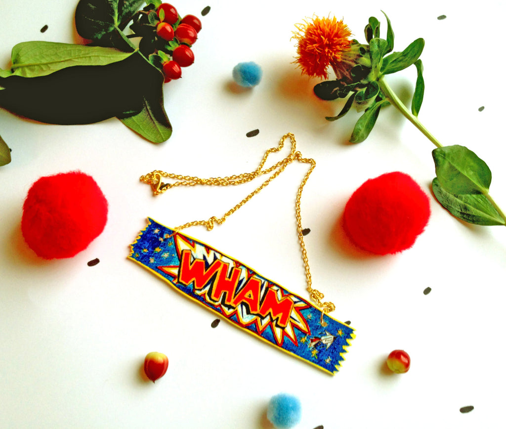 Wham Bar Necklace, Classic Retro Sweet Illustrated in Necklace Form! Scottish Sweet Necklace